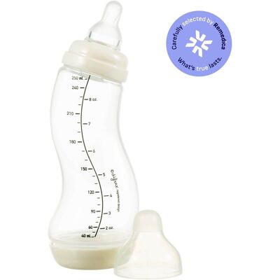 Difrax babyfles natural - 250 ml - crème - 1 stuk - s-fles - anti koliek Difrax babyfles natural - 250 ml - crème - 1 stuk - s-fles - anti koliek