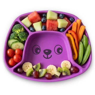Playgro stick & snack siliconen zuignapbord - paars - 3 vakken - onbreekbaar - bpa-vrij - vaatwasser-, magnetron- & vriezerbestendig Playgro stick & snack siliconen zuignapbord - paars - 3 vakken - onbreekbaar - bpa-vrij - vaatwasser-, magnetron- & vriezerbestendig
