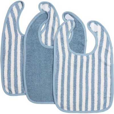 Meyco baby fat stripe slab - 3-pack - jacquard badstof - jeans blue Meyco baby fat stripe slab - 3-pack - jacquard badstof - jeans blue