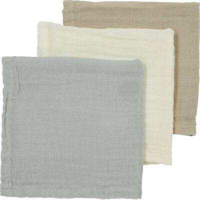 Meyco baby uni monddoekjes - 3-pack - hydrofiel - offwhite/light grey/sand - 30x30cm Meyco baby uni monddoekjes - 3-pack - hydrofiel - offwhite/light grey/sand - 30x30cm