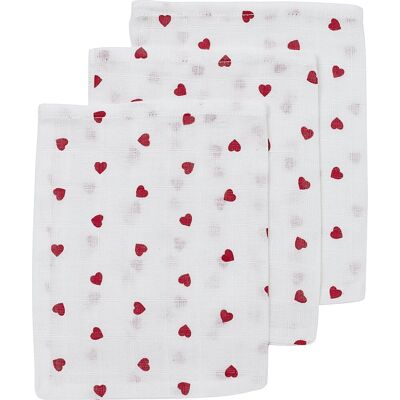 Meyco baby sweet heart washandjes - 3-pack - hydrofiel - red - 20x17cm Meyco baby sweet heart washandjes - 3-pack - hydrofiel - red - 20x17cm