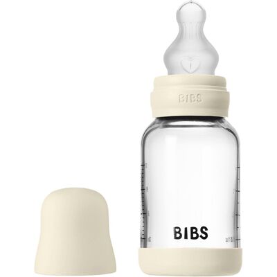 BIBS BabyGlasfles Siliconen Langzaam Stroom ivoor - Babyfles BIBS BabyGlasfles Siliconen Langzaam Stroom ivoor - Babyfles