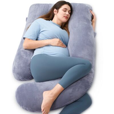 Momcozy - zwangerschapskussen u vorm - velours - donkergrijs Momcozy - zwangerschapskussen u vorm - velours - donkergrijs