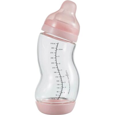 Difrax babyfles natural glas - 310 ml - roze - 1 stuk - s-fles - anti koliek Difrax babyfles natural glas - 310 ml - roze - 1 stuk - s-fles - anti koliek