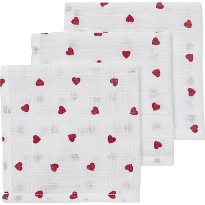 Meyco baby sweet heart monddoekjes - 3-pack - hydrofiel - red - 30x30cm Meyco baby sweet heart monddoekjes - 3-pack - hydrofiel - red - 30x30cm