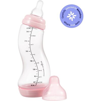 Difrax babyfles natural - 250 ml - roze - 1 stuk - s-fles - anti koliek Difrax babyfles natural - 250 ml - roze - 1 stuk - s-fles - anti koliek