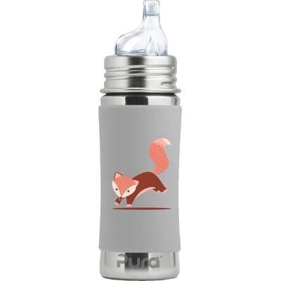 Pura tuitfles 325 ml - tuitbeker - meegroeiend - plasticvrij - vaatwasserbestendig - inclusief siliconen tuit, reisdop en sleeve - vossen sleeve Pura tuitfles 325 ml - tuitbeker - meegroeiend - plasticvrij - vaatwasserbestendig - inclusief siliconen tuit, reisdop en sleeve - vossen sleeve