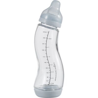 Difrax babyfles natural glas - 250 ml - lichtblauw - 1 stuk - s-fles - anti koliek Difrax babyfles natural glas - 250 ml - lichtblauw - 1 stuk - s-fles - anti koliek