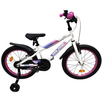 Volare lily kinderfiets - meisjes - 18 inch - wit roze paars - twee handremmen Wit Volare lily kinderfiets - meisjes - 18 inch - wit roze paars - twee handremmen Wit