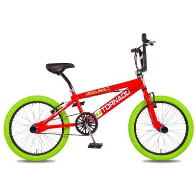 Royal Bmx fiets -bugatti tornado freestyle 20 inch - rood met groene banden Rood Royal Bmx fiets -bugatti tornado freestyle 20 inch - rood met groene banden Rood