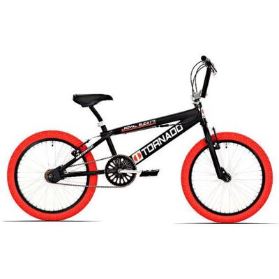 Royal Bmx fiets -bugatti tornado freestyle 20 inch - mat zwart met rode banden Zwart Royal Bmx fiets -bugatti tornado freestyle 20 inch - mat zwart met rode banden Zwart