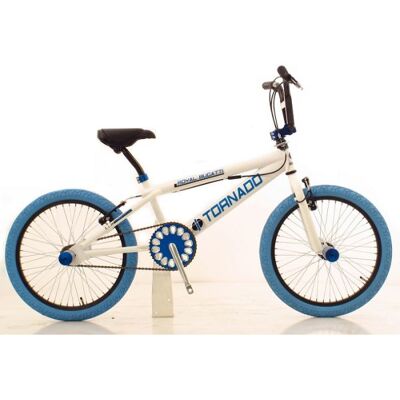 Royal Bmx fiets -bugatti tornado freestyle 20 inch - wit met blauwe banden Wit Royal Bmx fiets -bugatti tornado freestyle 20 inch - wit met blauwe banden Wit
