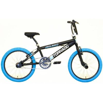 Royal Bmx fiets -bugatti tornado freestyle 20 inch - mat zwart met blauwe banden Blauw Royal Bmx fiets -bugatti tornado freestyle 20 inch - mat zwart met blauwe banden Blauw