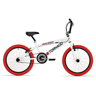 Royal Bmx fiets -bugatti tornado freestyle 20 inch - wit met rode banden Wit Royal Bmx fiets -bugatti tornado freestyle 20 inch - wit met rode banden Wit