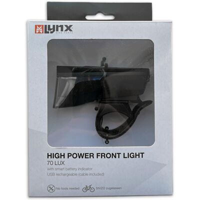 Lynx Koplamp usb high power max 70 lux Zwart Lynx Koplamp usb high power max 70 lux Zwart