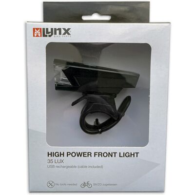 Lynx Koplamp usb high power 35 lux Zwart Lynx Koplamp usb high power 35 lux Zwart
