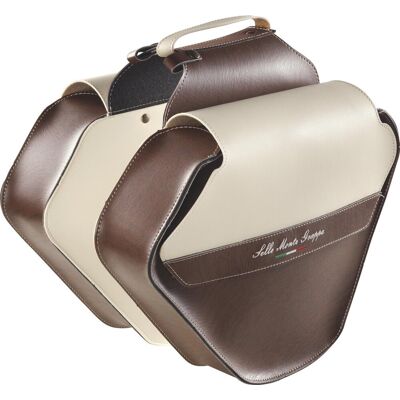 Selle Monte Grappa fashion - dubbele fietstas - kunstleer - 33 liter - donkerbruin / wit Bruin Selle Monte Grappa fashion - dubbele fietstas - kunstleer - 33 liter - donkerbruin / wit Bruin