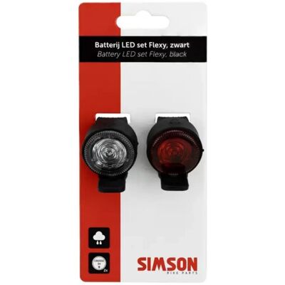 Simson flexibele fietsverlichting - lichtgewicht - mat zwart - siliconen bevestiging - inclusief batterijen Multicolor Simson flexibele fietsverlichting - lichtgewicht - mat zwart - siliconen bevestiging - inclusief batterijen Multicolor