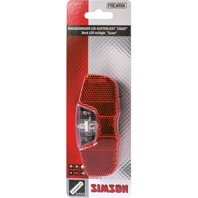 Simson bagagedrager achterlicht - 1 led - 100 uur brandtijd - spatwaterdicht - inclusief batterijen Zwart Simson bagagedrager achterlicht - 1 led - 100 uur brandtijd - spatwaterdicht - inclusief batterijen Zwart