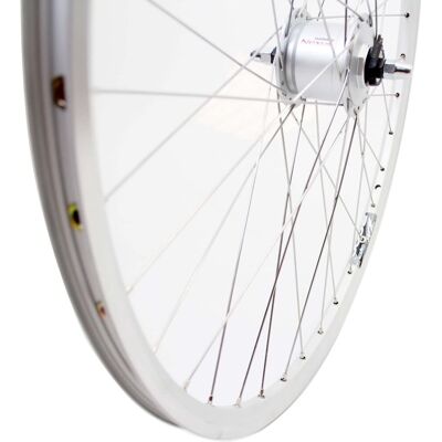 Roland zac2000 voorwiel 28 inch 36g naafdynamo zilver Grijs Roland zac2000 voorwiel 28 inch 36g naafdynamo zilver Grijs