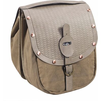 Selle Monte Grappa british - dubbele fietstas - leer - 16 liter - grijs Beige Selle Monte Grappa british - dubbele fietstas - leer - 16 liter - grijs Beige