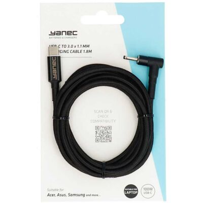 Yanec usb-c naar 3.0 x 1.1 mm laadkabel 1.8m Yanec usb-c naar 3.0 x 1.1 mm laadkabel 1.8m