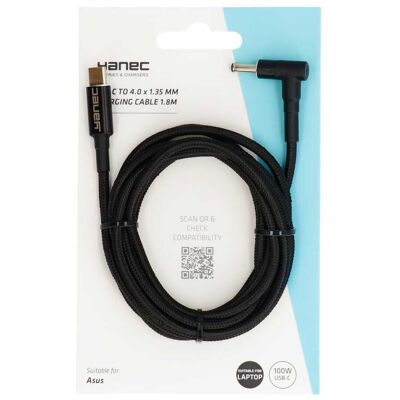 Yanec usb-c naar 4.0 x 1.35 mm laadkabel 1.8m Yanec usb-c naar 4.0 x 1.35 mm laadkabel 1.8m