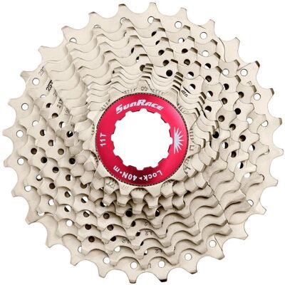 SunRace CSRX1 11-speed cassette - Zilver/Rood - Weg SunRace CSRX1 11-speed cassette - Zilver/Rood - Weg