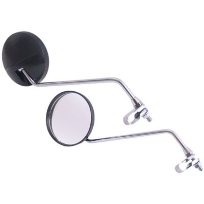 Edge Motorrorenset - Ronde, Helder Glas, Zwart/Chroom - M8 Edge Motorrorenset - Ronde, Helder Glas, Zwart/Chroom - M8
