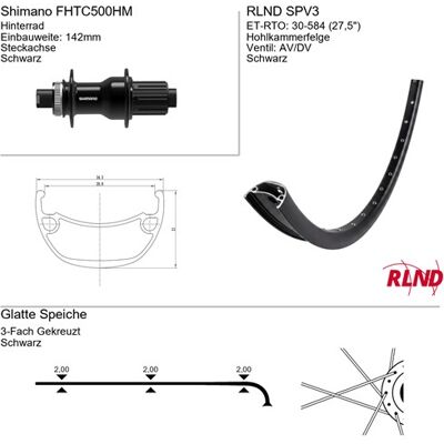 Roland achterwiel 30-584 27.5" zwart cassette 8/9/10v schijfrem centerlock steekas 12x142 spv3 shimano fh-tc500-hm Zwart Roland achterwiel 30-584 27.5" zwart cassette 8/9/10v schijfrem centerlock steekas 12x142 spv3 shimano fh-tc500-hm Zwart