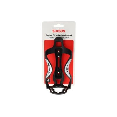 Simson fles- en bidonhouder double fit mat zwart Zwart Simson fles- en bidonhouder double fit mat zwart Zwart