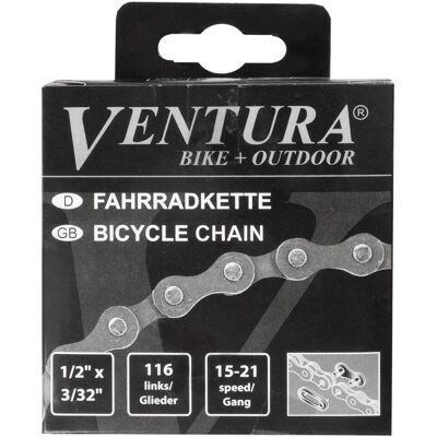 Ventura FD1002A Grijze Fietsketting - 116 schakels, 15-21 snelheid Ventura FD1002A Grijze Fietsketting - 116 schakels, 15-21 snelheid