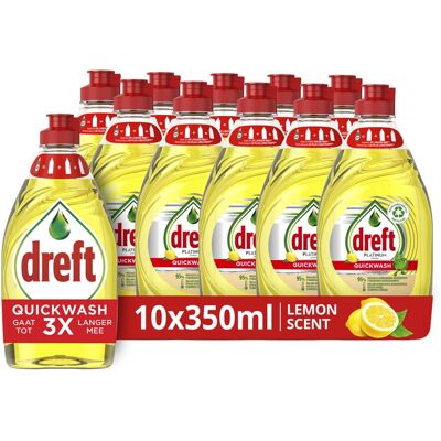 Dreft platinum quickwash vloeibaar afwasmiddel - citroen - voordeelverpakking 10 x 350 ml Dreft platinum quickwash vloeibaar afwasmiddel - citroen - voordeelverpakking 10 x 350 ml