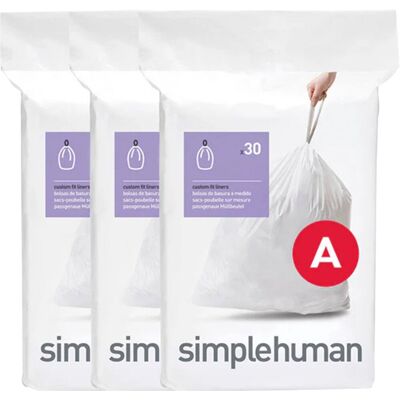 Simplehuman code a - avalzakken - 4,5 liter - 90 stuks - met trekband - wit Simplehuman code a - avalzakken - 4,5 liter - 90 stuks - met trekband - wit