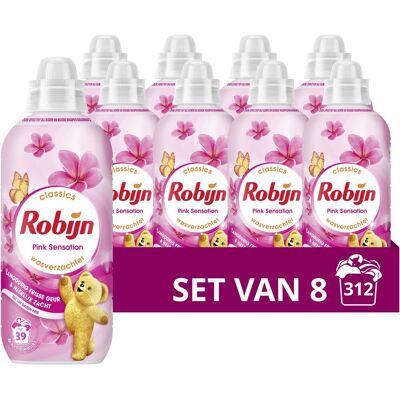 Robijn - wasverzachter - pink sensation - 8 flessen - 312 wasbeurten - voordeelverpakking Robijn - wasverzachter - pink sensation - 8 flessen - 312 wasbeurten - voordeelverpakking