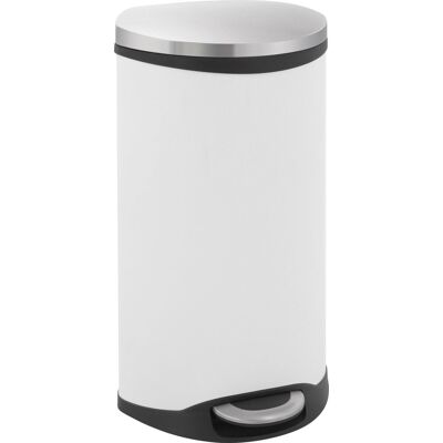 EKO - shell bin pedaalemmer 30 liter - steel plastic - wit, mat rvs - prullenbak EKO - shell bin pedaalemmer 30 liter - steel plastic - wit, mat rvs - prullenbak