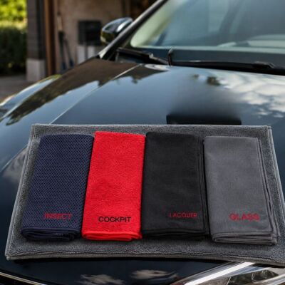 Dirt Devil - microvezel reinigingsdoek - set van 4 verschillende doeken - auto - interieur - glas - cockpit - insecten Dirt Devil - microvezel reinigingsdoek - set van 4 verschillende doeken - auto - interieur - glas - cockpit - insecten