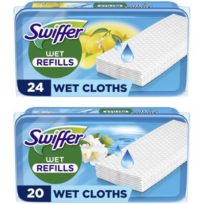 Swiffer wet vochtige vloerdoekjes - 24 stuks met citroengeur - 20 stuks met morning fresh geur Swiffer wet vochtige vloerdoekjes - 24 stuks met citroengeur - 20 stuks met morning fresh geur