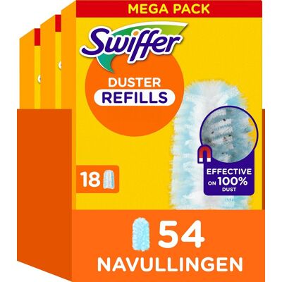 Swiffer duster navullingen - vangt en houdt 3x meer stof en haar vast t.o.v. traditionele plumeau - effectief op 100% van het stof - 54 navullingen Swiffer duster navullingen - vangt en houdt 3x meer stof en haar vast t.o.v. traditionele plumeau - effectief op 100% van het stof - 54 navullingen
