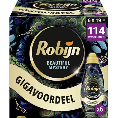 Robijn - vloeibaar wasmiddel - klein & krachtig - beautiful mystery -6 flessen 114 wasbeurten - voordeelverpakking Robijn - vloeibaar wasmiddel - klein & krachtig - beautiful mystery -6 flessen 114 wasbeurten - voordeelverpakking