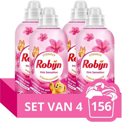 Robijn wasverzachter - pink sensation - 4 stuks - 156 wasbeurten - voordeelverpakking Robijn wasverzachter - pink sensation - 4 stuks - 156 wasbeurten - voordeelverpakking