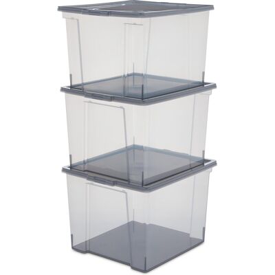 IRIS useful storage opbergbox - 30l - kunststof - grijs - set van 3 IRIS useful storage opbergbox - 30l - kunststof - grijs - set van 3