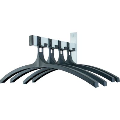 V-Part - wandgarderobe hiq 4 hangers - steel plastic - zwart, aluminiumgrijs - kapstok V-Part - wandgarderobe hiq 4 hangers - steel plastic - zwart, aluminiumgrijs - kapstok