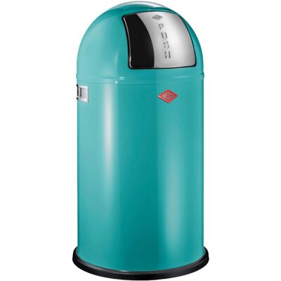 Wesco pushboy prullenbak 50 liter metaal - turkoois vuilnisbak - made in germany Wesco pushboy prullenbak 50 liter metaal - turkoois vuilnisbak - made in germany