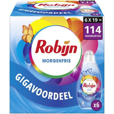 Robijn - vloeibaar wasmiddel - klein & krachtig - morgenfris - 6 flessen 114 wasbeurten - voordeelverpakking Robijn - vloeibaar wasmiddel - klein & krachtig - morgenfris - 6 flessen 114 wasbeurten - voordeelverpakking