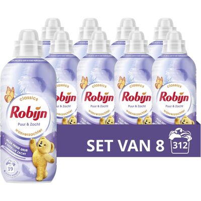 Robijn - wasverzachter - puur & zacht - 8 flessen 312 wasbeurten - voordeelverpakking Robijn - wasverzachter - puur & zacht - 8 flessen 312 wasbeurten - voordeelverpakking