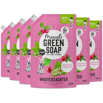 Marcel's Green Soap wasverzachter navulling - patchouli & cranberry - 6 x 750ml - 180 wasbeurten Marcel's Green Soap wasverzachter navulling - patchouli & cranberry - 6 x 750ml - 180 wasbeurten