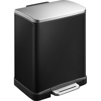 EKO - e-cube pedaalemmer 12 liter - stainless steel plastic - zwart glanzend, mat rvs - prullenbak EKO - e-cube pedaalemmer 12 liter - stainless steel plastic - zwart glanzend, mat rvs - prullenbak