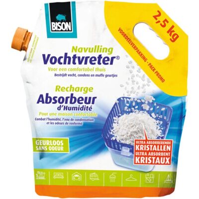 Bison vochtvreter® losse kristallen neutraal zak 2.5 kg, navulling voor een vochtvreter®, eenvoudig in gebruik, geschikt voor alle navullingen, voor alle woonruimtes, campers, caravans Bison vochtvreter® losse kristallen neutraal zak 2.5 kg, navulling voor een vochtvreter®, eenvoudig in gebruik, geschikt voor alle navullingen, voor alle woonruimtes, campers, caravans