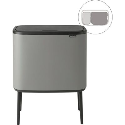 Brabantia bo touch bin prullenbak - 11 + 23 liter - afvalscheiding - mineral concrete grey Brabantia bo touch bin prullenbak - 11 + 23 liter - afvalscheiding - mineral concrete grey